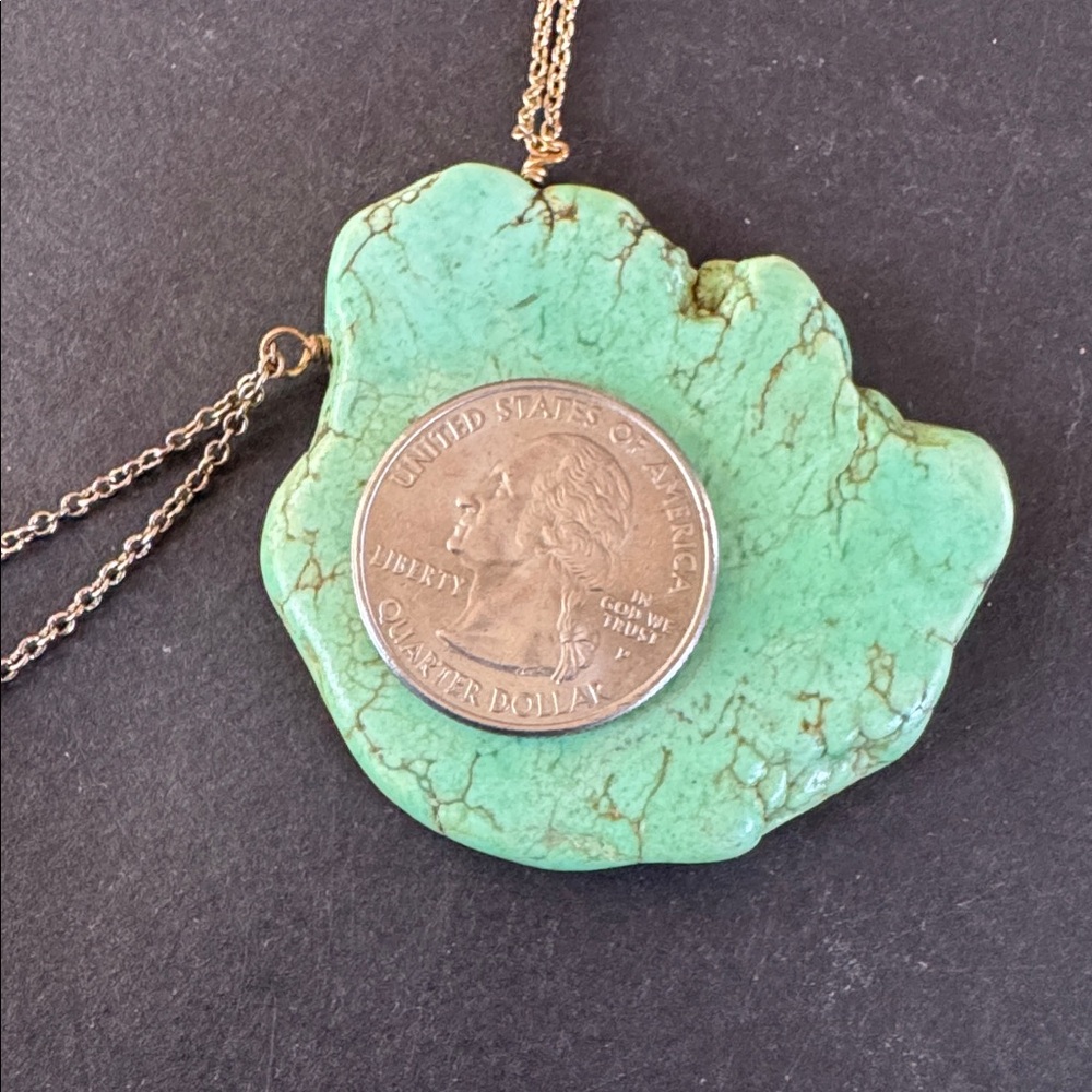 Vintage Turquoise Slab Pendant Necklace - Picture 10 of 15